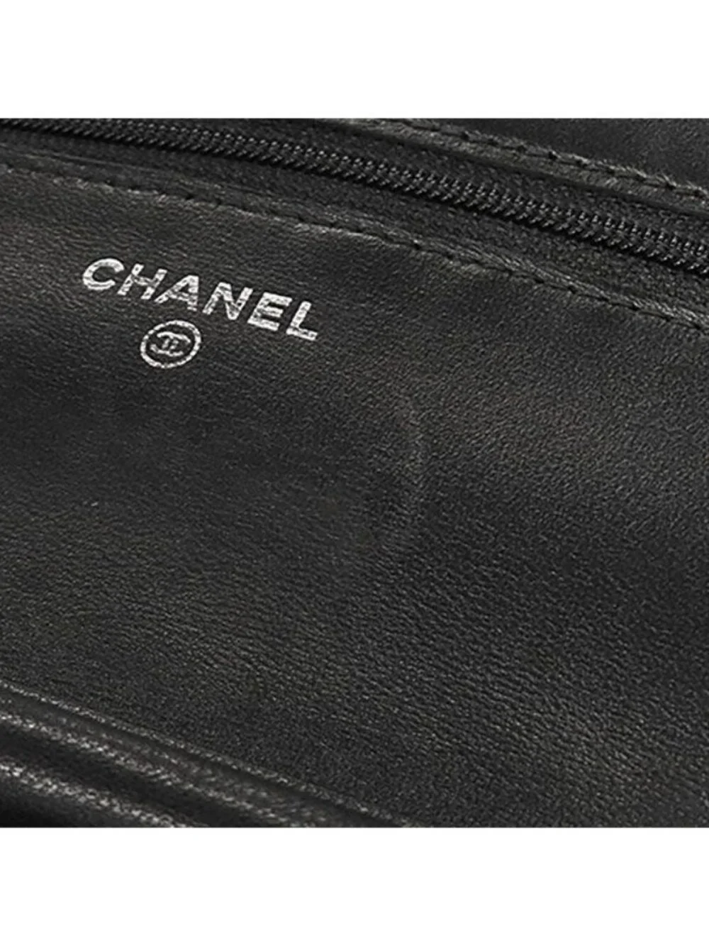 Chanel Chain Wallet Quilted Lambskin Black Silver CC Logo 24 Shoulder